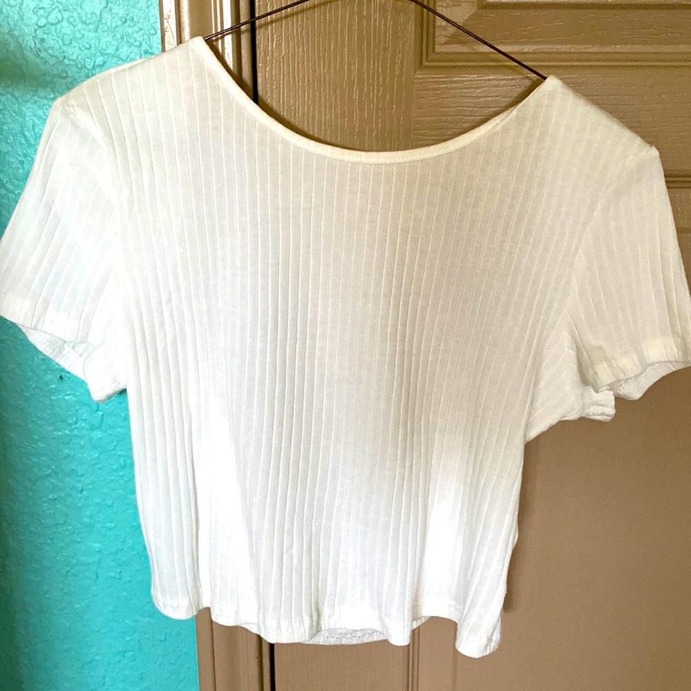 open back white crop top